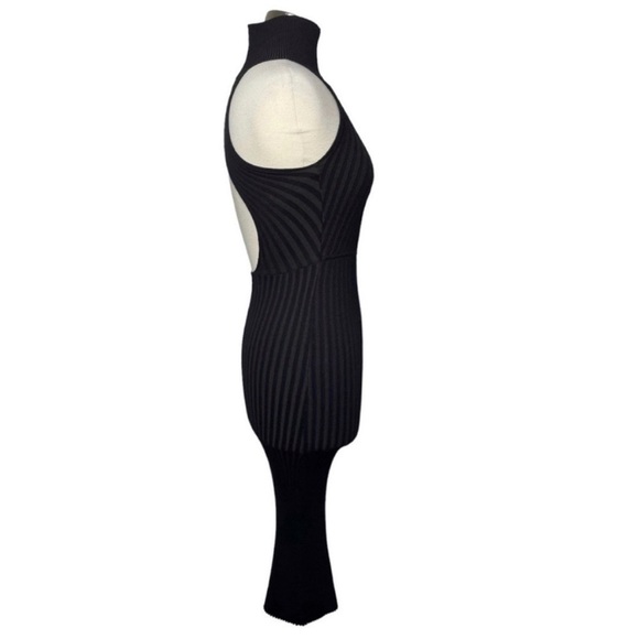 GOOD AMERICAN Angled Rib Mock Halter Midi Dress size 0/XS - Picture 4 of 9